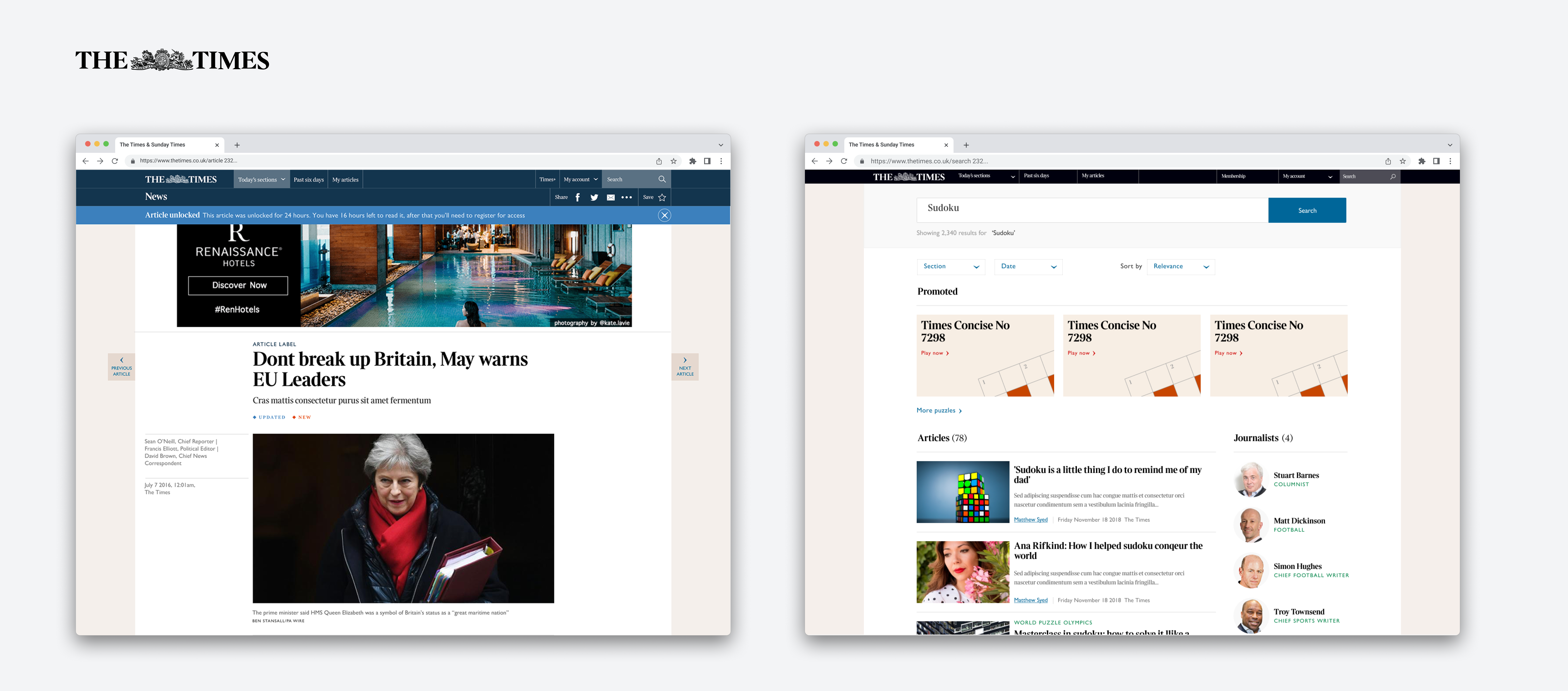 The Times & Sunday Times Project Screenshot